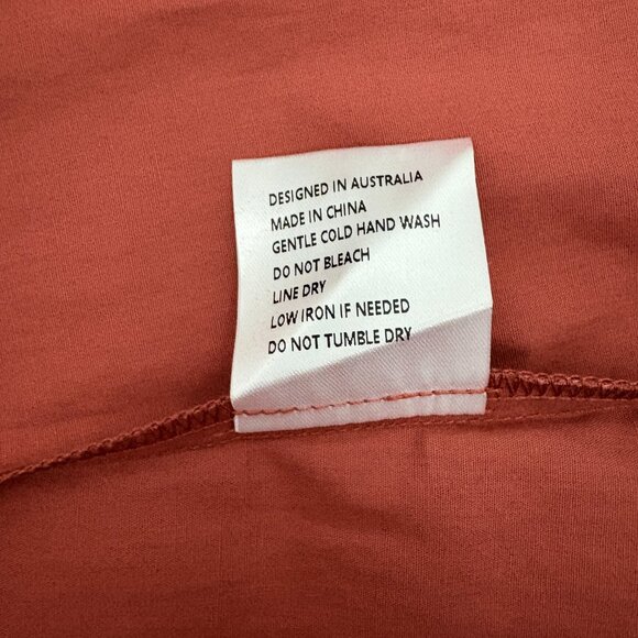 NWT MAYE Harper Shirtdress Size L Cinnamon Midi Cotton Poplin Cap Sleeve Pockets - Picture 13 of 15